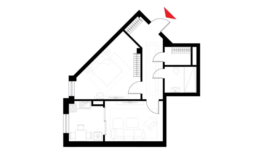 2-xonali xonadon 54.2 m²  4/6 qavat | CHOSHTEPA GARDEN Turar-joy majmuasi