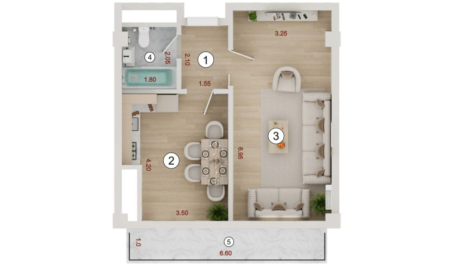 1-комн. квартира 46.6 м²  10/16 этаж | Жилой комплекс ISLOMOBOD