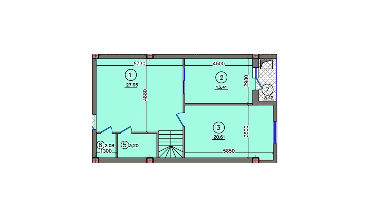 2-xonali xonadon 74.18 m²  9/10 qavat | Qibray City Turar-joy majmuasi