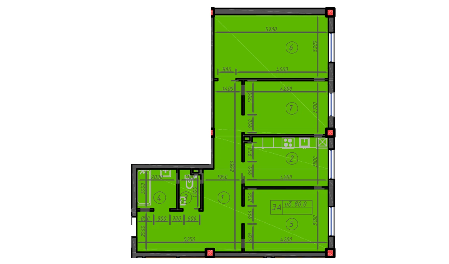 3-комн. квартира 80 м²  1/12 этаж | Жилой комплекс Sokin hayot