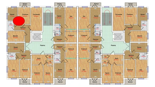 3-xonali xonadon 62.3 m²  6/6 qavat | MBG Turar-joy majmuasi