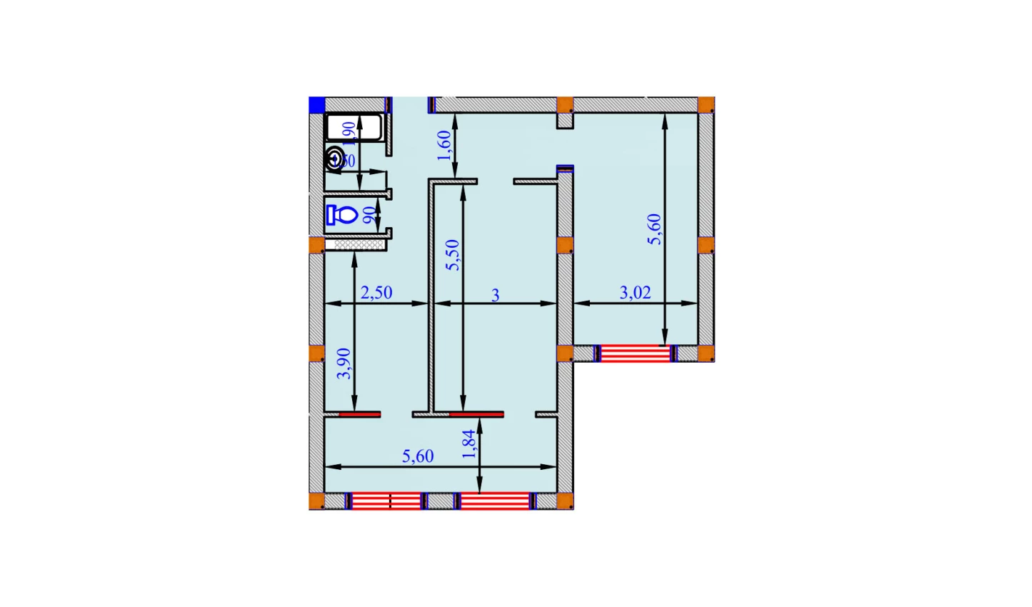 2-xonali xonadon 77.7 m²  1/9 qavat | SHOHSAROY Turar-joy majmuasi