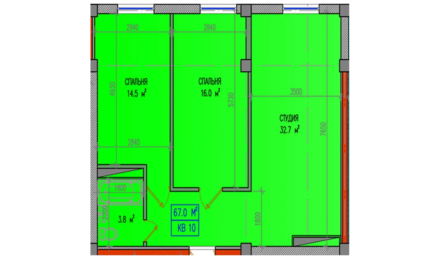 3-комн. квартира 67 м² 2/9 этаж | Жилой комплекс Yuksalish Nurafshon 3-комн. квартира 67 м² 2/9 этаж | Жилой комплекс Yuksalish Nurafshon