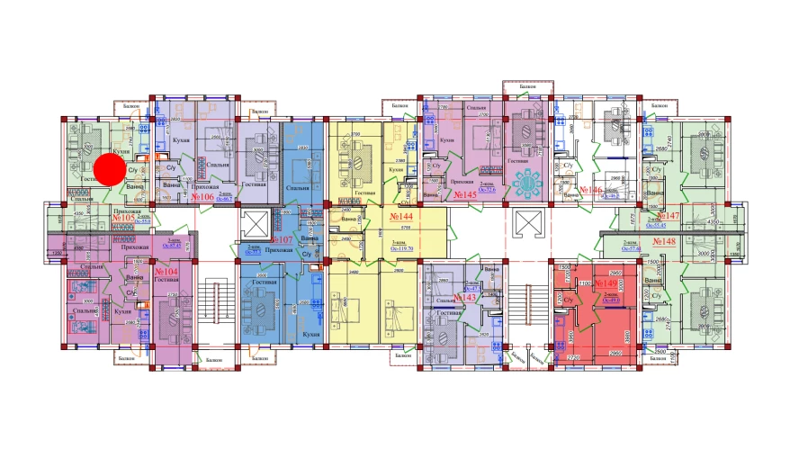 2-xonali xonadon 55 m²  4/9 qavat | ZAR ZAMONAVIY UYLAR Turar-joy majmuasi