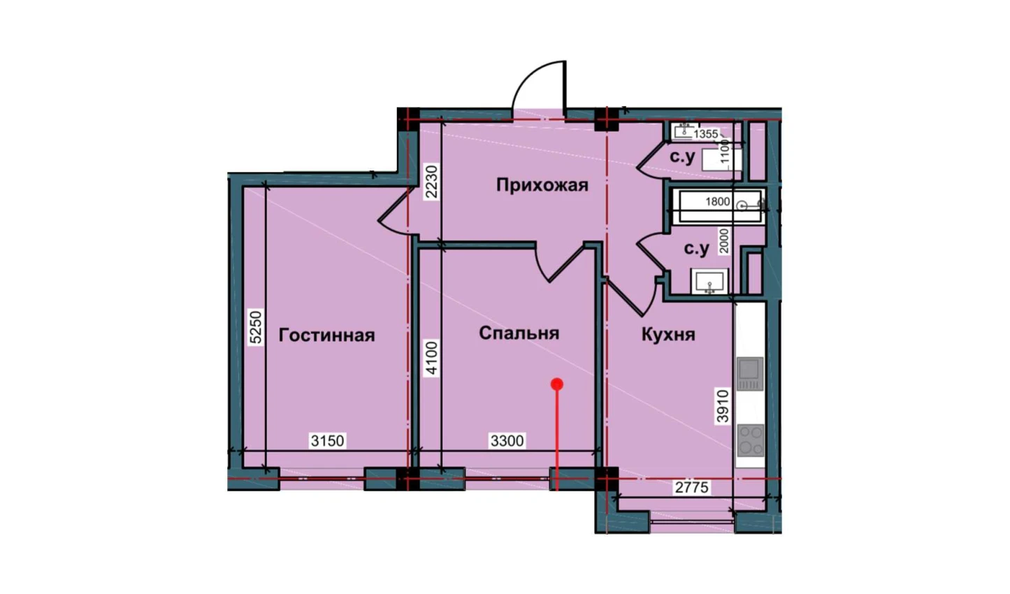 2-комн. квартира 61 м²  2/10 этаж | Жилой комплекс NUR BARAKA