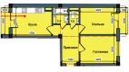 2-комн. квартира 60.8 м²  10/10 этаж | Жилой комплекс NUR BARAKA