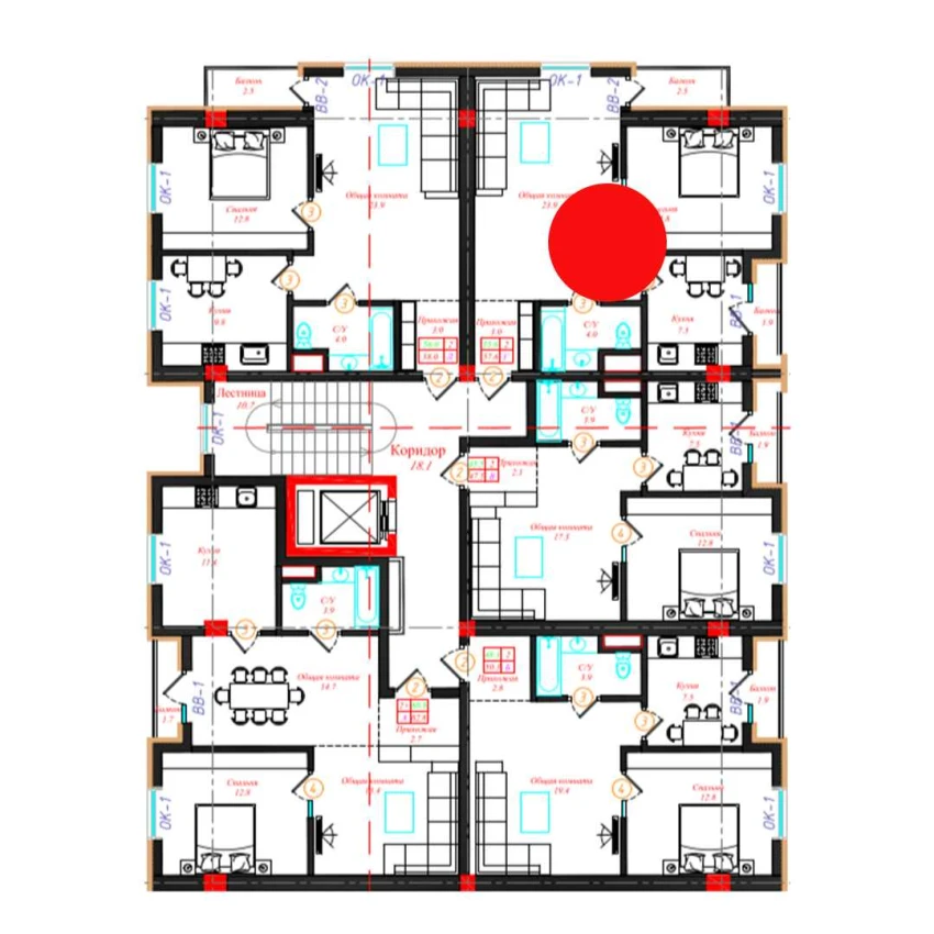 2-комн. квартира 57.6 м²  9/9 этаж | Жилой комплекс CHINARA PARK