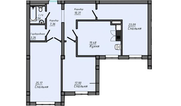 3-комнатная квартира 110.13 м²  2/10 этаж | Жилой комплекс Samarqand Park Avenue