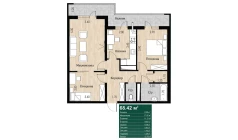 3-xonali xonadon 68.42 m²  9/16 qavat | SOKIN DIYOR Turar-joy majmuasi