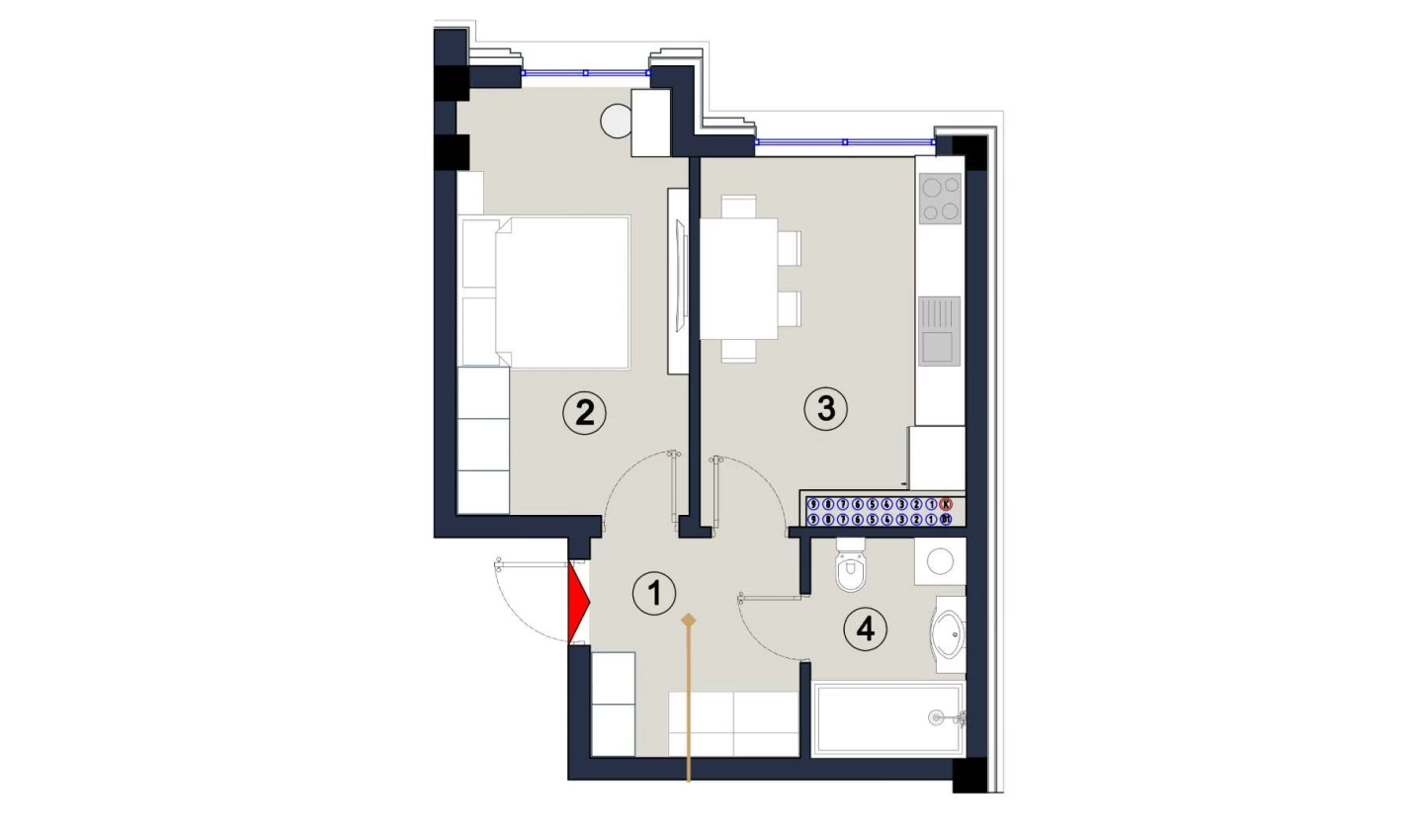 1-комн. квартира 38.5 м²  2/9 этаж | Жилой комплекс FLORYA RESIDENCE