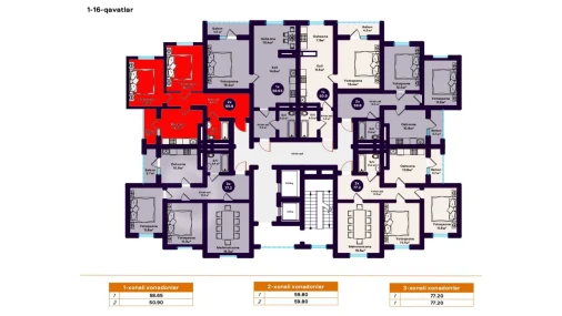 2-комнатная квартира 59.8 м²  3/16 этаж | Жилой комплекс TURON