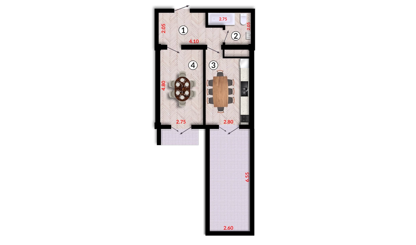 1-комн. квартира 40.7 м²  3/10 этаж | Жилой комплекс Ko'kcha-Oqtepa
