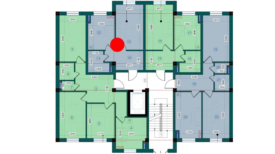 1-xonali xonadon 41.8 m²  1/7 qavat | Bristol Turar-joy majmuasi