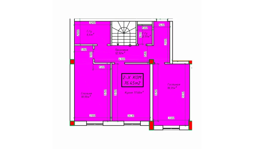 2-xonali xonadon 152.9 m²  1/4 qavat | SABZAVOT CITY Turar-joy majmuasi