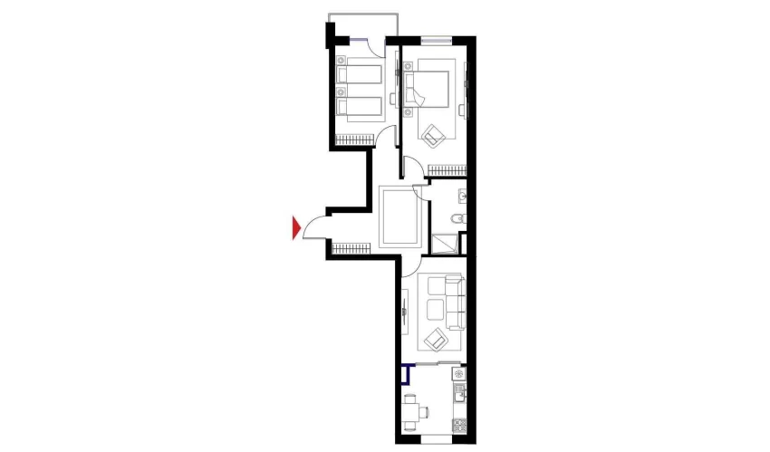 3-комнатная квартира 74.6 м²  5/6 этаж | Жилой комплекс CHOSHTEPA GARDEN