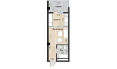 1-xonali xonadon 55.49 m²  7/7 qavat | Bochka Resort Turar-joy majmuasi