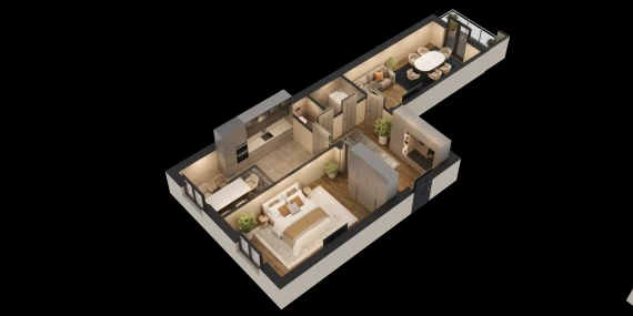2-комнатная квартира 83.75 м²  1/8 этаж | Жилой комплекс Saxro