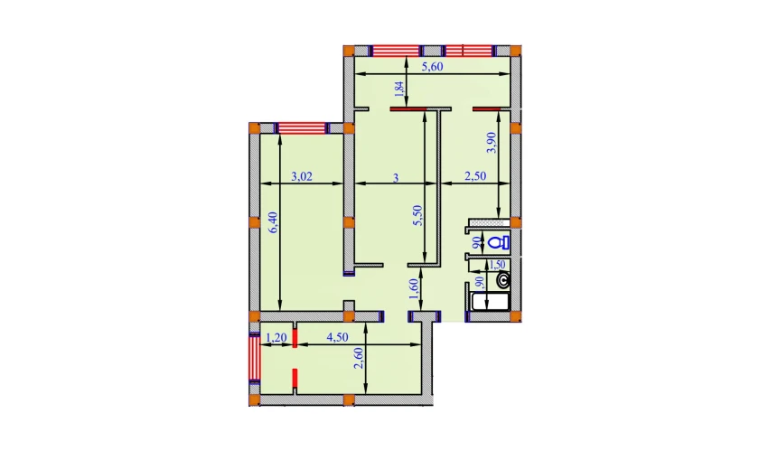 3-комнатная квартира 99 м²  2/9 этаж | Жилой комплекс SHOHSAROY