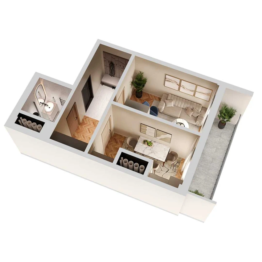 2-комн. квартира 38.1 м²  4/12 этаж | Жилой комплекс SOKIN SOHIL