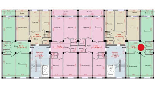 2-комнатная квартира 83.75 м²  7/8 этаж | Жилой комплекс Saxro