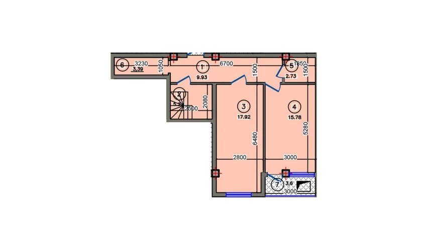 2-xonali xonadon 60.88 m²  10/10 qavat | Qibray City Turar-joy majmuasi