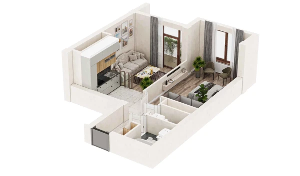 2-комнатная квартира 50.7 м²  13/21 этаж | Жилой комплекс BRILLIANT CITY AC