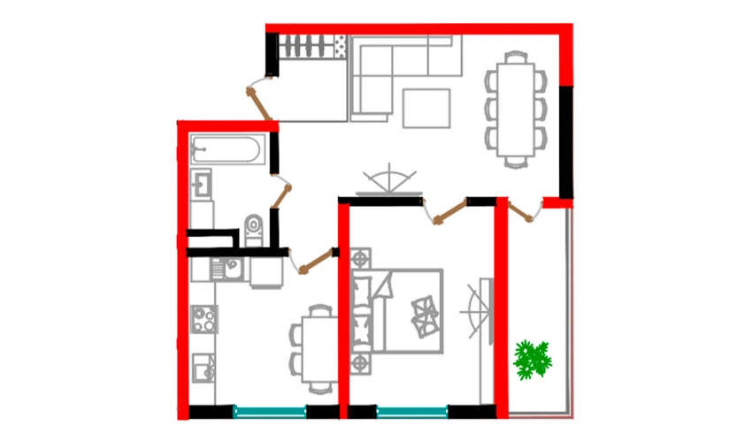 2-комнатная квартира 57.8 м²  2/12 этаж | Жилой комплекс Aman Residence