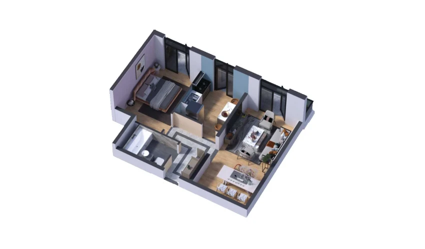2-xonali xonadon 49.41 m²  1/16 qavat | SOKIN DIYOR Turar-joy majmuasi