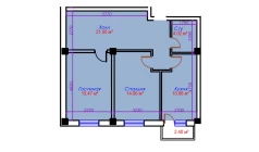 2-xonali xonadon 68.72 m²  3/10 qavat | Ko'kcha-Oqtepa Turar-joy majmuasi