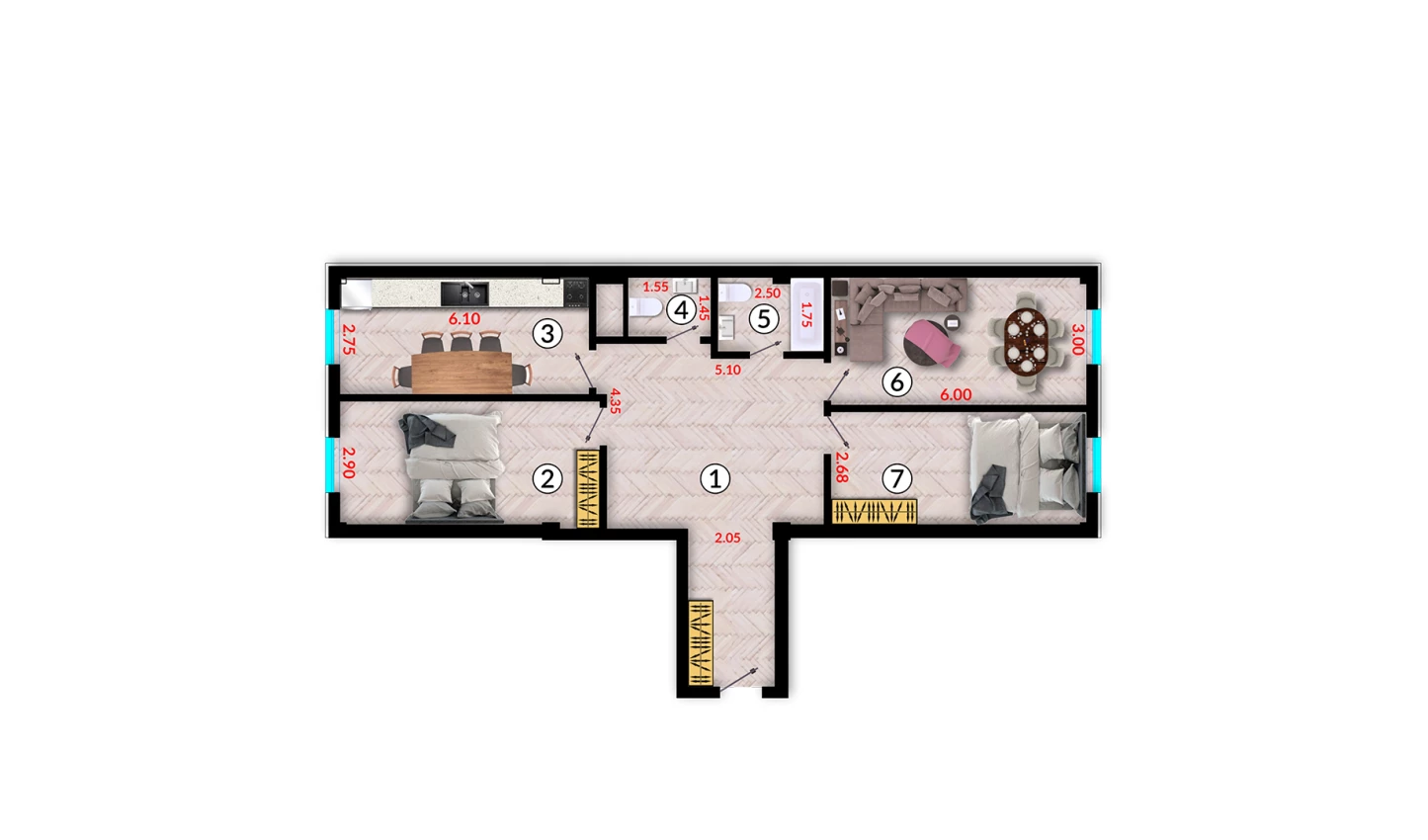 3-комн. квартира 105 м²  10/10 этаж | Жилой комплекс Ko'kcha-Oqtepa