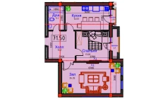 2-комн. квартира 71.5 м²  6/9 этаж | Жилой комплекс BAHOR