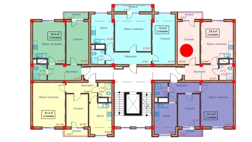2-комнатная квартира 53.4 м²  8/10 этаж | Жилой комплекс Orzular