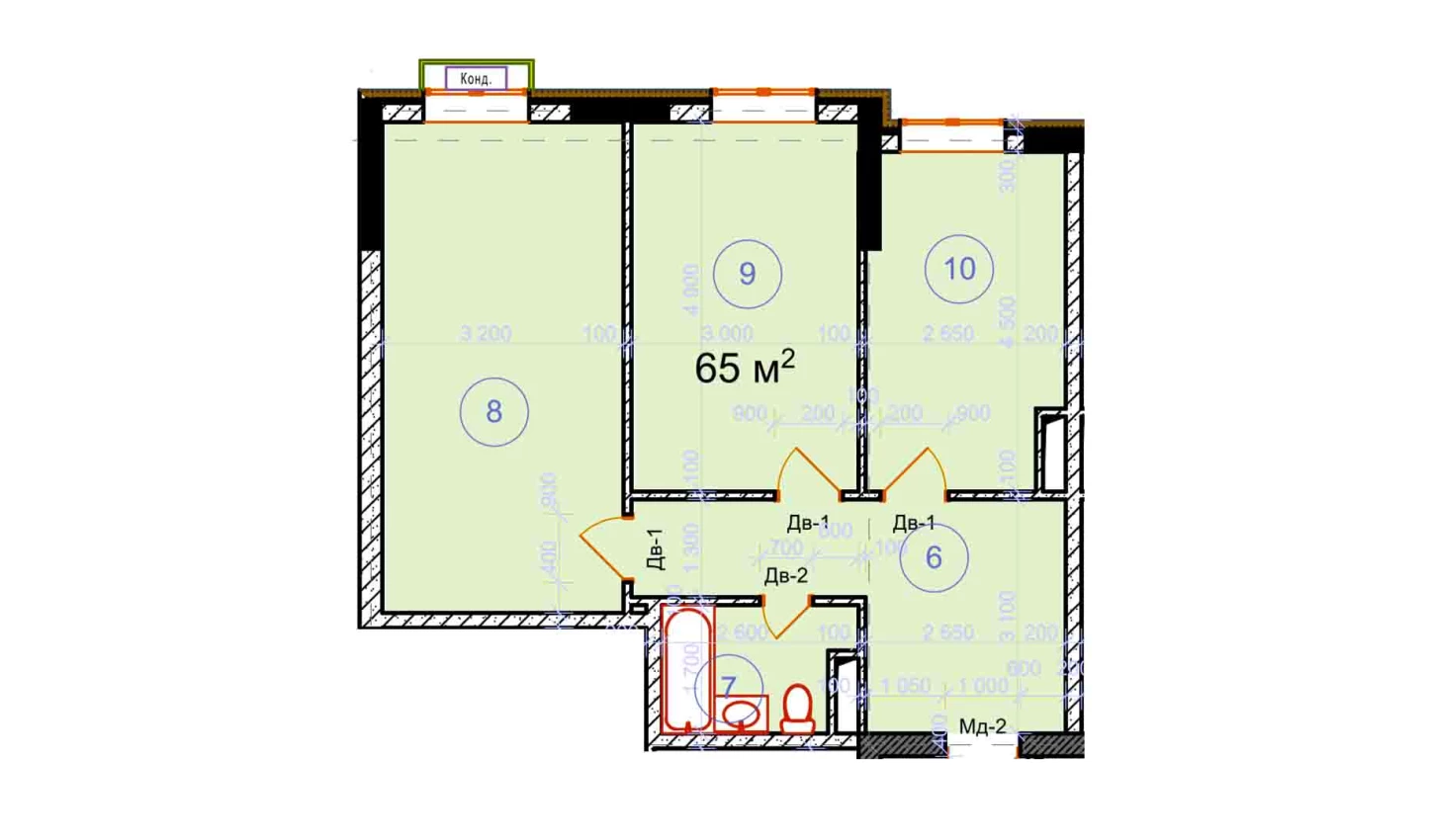 2-xonali xonadon 65 m²  9/9 qavat | Uchtepa Avenue Turar-joy majmuasi