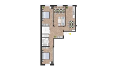 3-xonali xonadon 97.38 m²  1/10 qavat | Ko'kcha-Oqtepa Turar-joy majmuasi