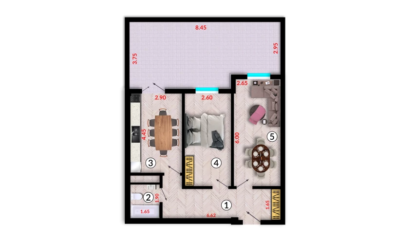 2-xonali xonadon 89.7 m²  3/10 qavat | Ko'kcha-Oqtepa Turar-joy majmuasi