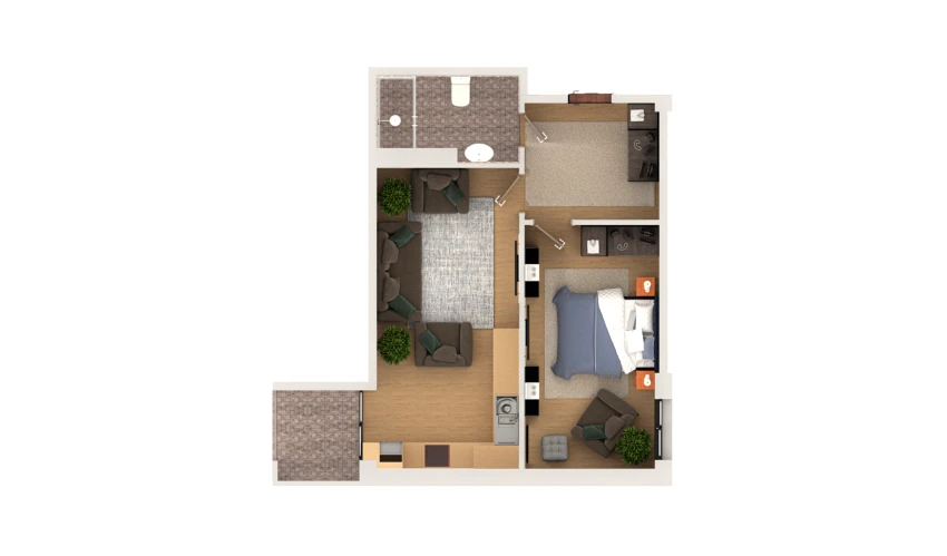 2-xonali xonadon 53.64 m²  2/13 qavat | Al-Qasr Turar-joy majmuasi