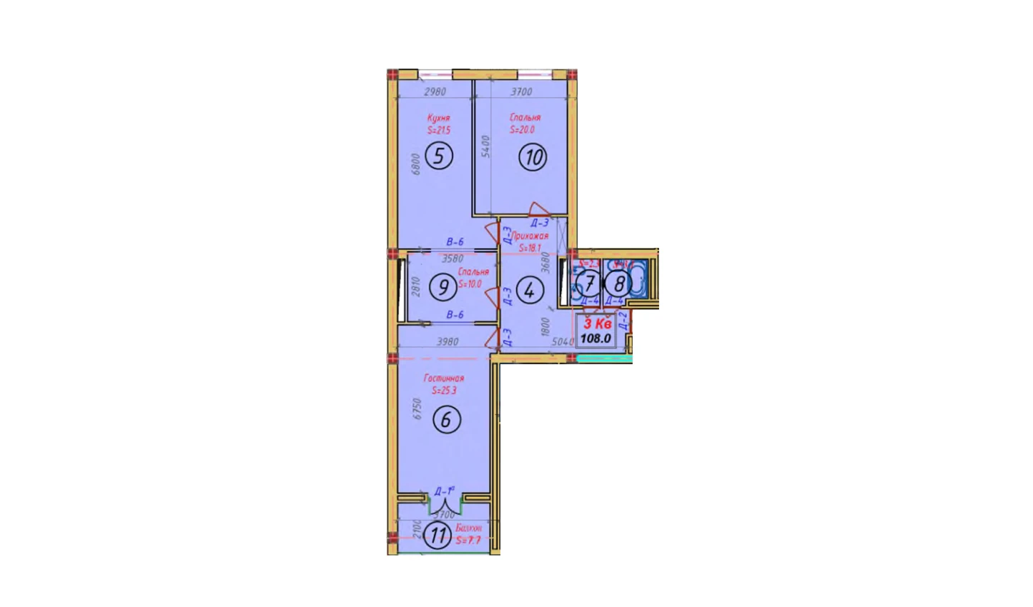 3-xonali xonadon 114.4 m²  9/9 qavat | SAMARQAND CITY Turar-joy majmuasi