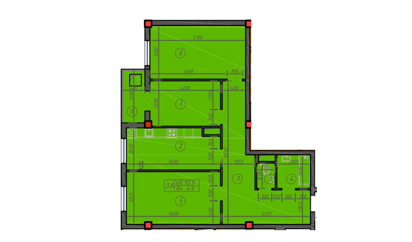 3-xonali xonadon 92 m²  11/12 qavat | Sokin hayot Turar-joy majmuasi