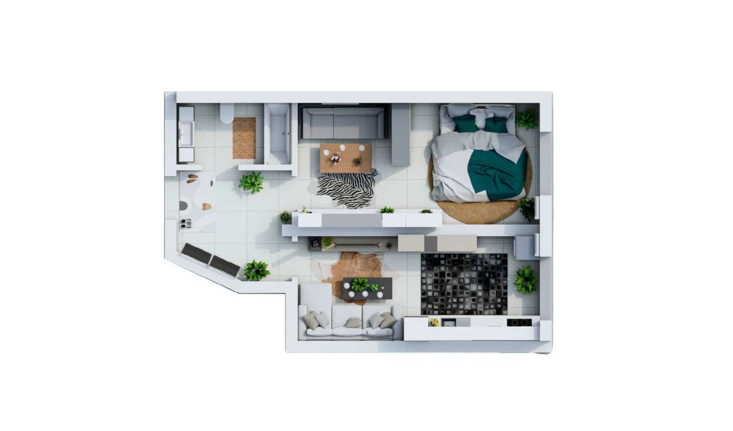 1-xonali xonadon 47.07 m²  12/17 qavat | UCHTEPA CITY Turar-joy majmuasi