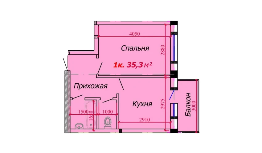 1-xonali xonadon 35.3 m²  6/9 qavat | VATAN Turar-joy majmuasi