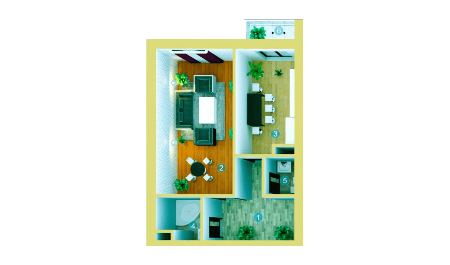1-xonali xonadon 56.06 m²  3/9 qavat | ZAR ZAMONAVIY UYLAR Turar-joy majmuasi