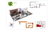 2-xonali xonadon 57.3 m²  2/9 qavat | Uchtepa Avenue Turar-joy majmuasi