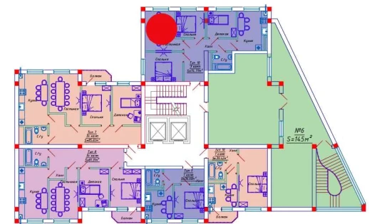 4-xonali xonadon 74.77 m²  2/10 qavat | Emir Turar-joy majmuasi