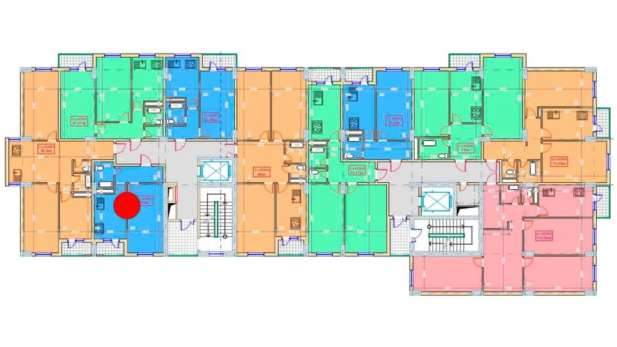1-xonali xonadon 45 m²  4/9 qavat | XUMO Turar-joy majmuasi