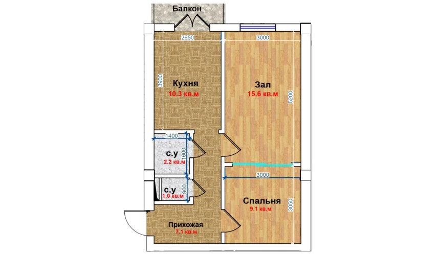 2-комнатная квартира 45.3 м²  3/6 этаж | Жилой комплекс MBG