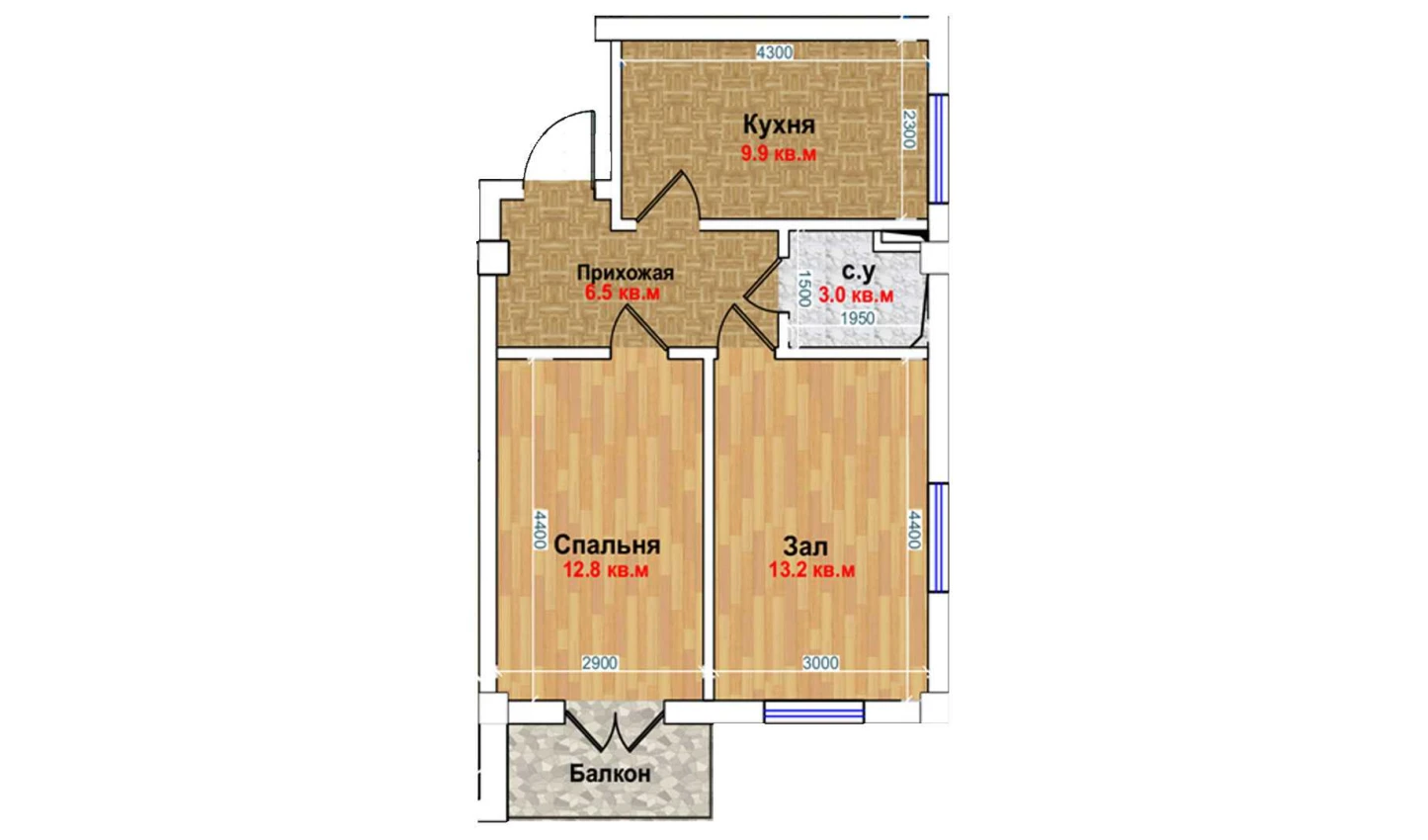 2-комн. квартира 45.4 м²  5/6 этаж | Жилой комплекс MBG