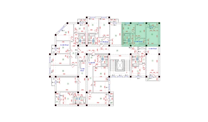 2-комнатная квартира 55.79 м²  7/7 этаж | Жилой комплекс Oila TJM