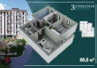 3-xonali xonadon 88.8 m²  6/7 qavat | G'IJDUVON CITY Turar-joy majmuasi