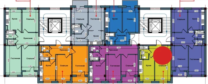 1-xonali xonadon 40 m²  6/9 qavat | NUR BARAKA Turar-joy majmuasi