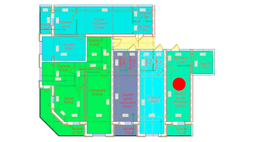 1-комн. квартира 37.5 м²  2/16 этаж | Жилой комплекс DO'MBIROBOD RESIDENCE